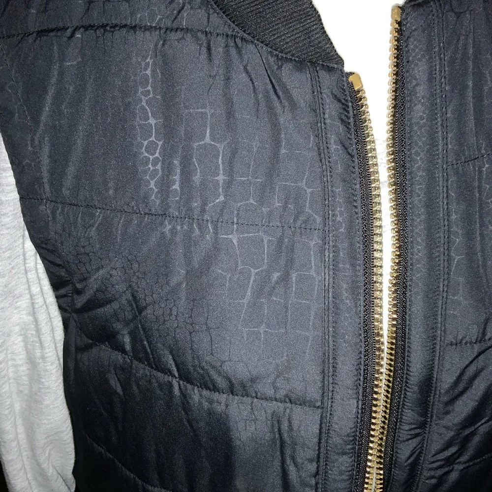 NWT EP New York XL Black Quilted Snake Skin print Golf Tennis Vest Gold Zipper